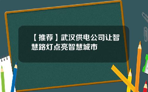 【推荐】武汉供电公司让智慧路灯点亮智慧城市