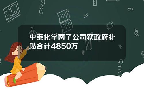 中泰化学两子公司获政府补贴合计4850万