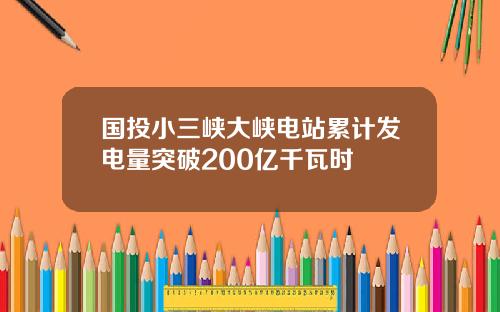 国投小三峡大峡电站累计发电量突破200亿千瓦时