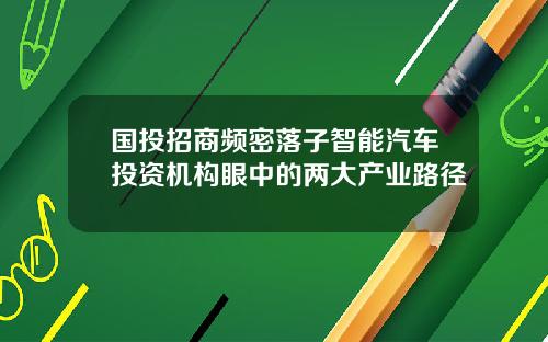 国投招商频密落子智能汽车投资机构眼中的两大产业路径