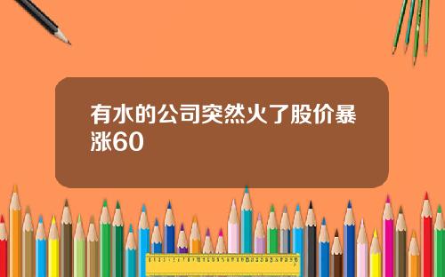 有水的公司突然火了股价暴涨60