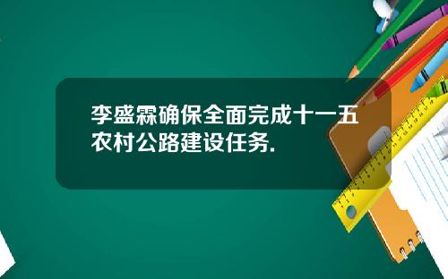 李盛霖确保全面完成十一五农村公路建设任务.