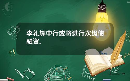 李礼辉中行或将进行次级债融资.