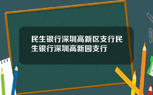 民生银行深圳高新区支行民生银行深圳高新园支行