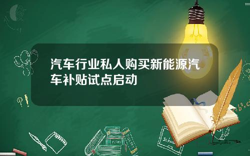 汽车行业私人购买新能源汽车补贴试点启动