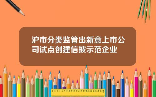 沪市分类监管出新意上市公司试点创建信披示范企业