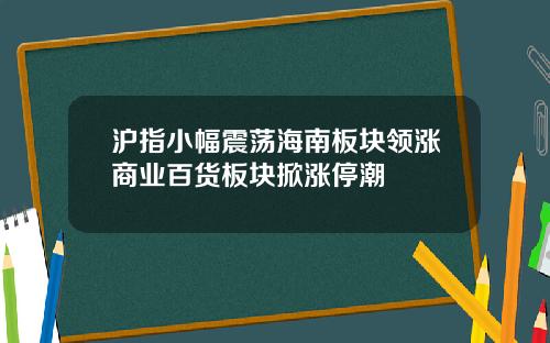 沪指小幅震荡海南板块领涨商业百货板块掀涨停潮