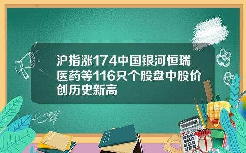 沪指涨174中国银河恒瑞医药等116只个股盘中股价创历史新高