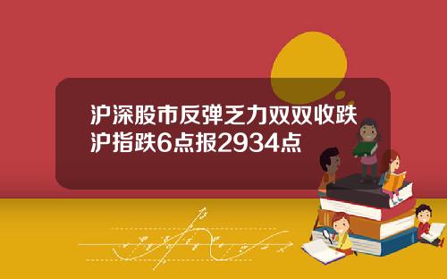 沪深股市反弹乏力双双收跌沪指跌6点报2934点