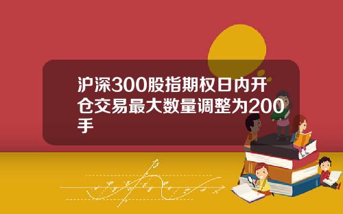 沪深300股指期权日内开仓交易最大数量调整为200手