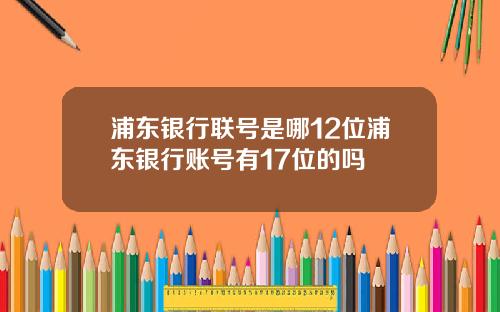 浦东银行联号是哪12位浦东银行账号有17位的吗