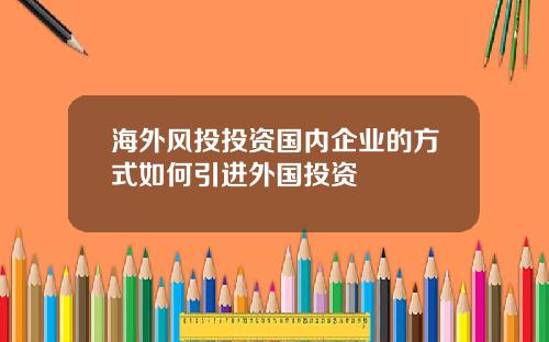 海外风投投资国内企业的方式如何引进外国投资