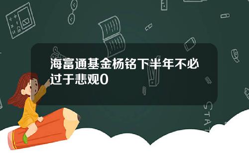 海富通基金杨铭下半年不必过于悲观0