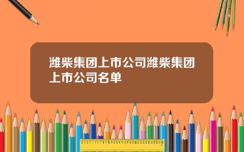 潍柴集团上市公司潍柴集团上市公司名单