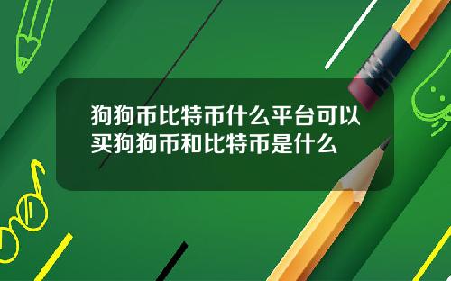 狗狗币比特币什么平台可以买狗狗币和比特币是什么