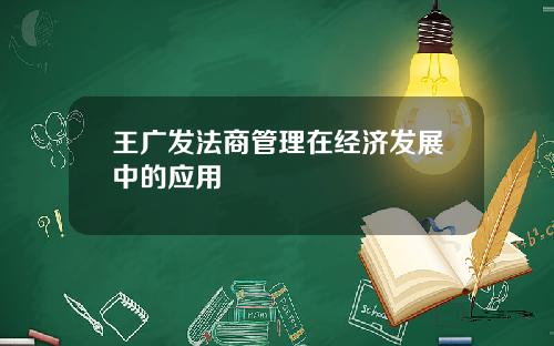 王广发法商管理在经济发展中的应用