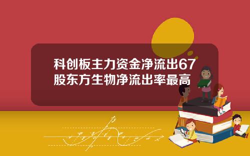 科创板主力资金净流出67股东方生物净流出率最高