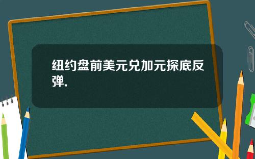 纽约盘前美元兑加元探底反弹.