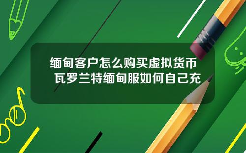 缅甸客户怎么购买虚拟货币 瓦罗兰特缅甸服如何自己充