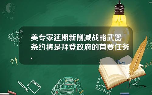 美专家延期新削减战略武器条约将是拜登政府的首要任务.