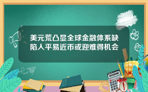 美元荒凸显全球金融体系缺陷人平易近币或迎难得机会