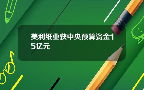 美利纸业获中央预算资金15亿元