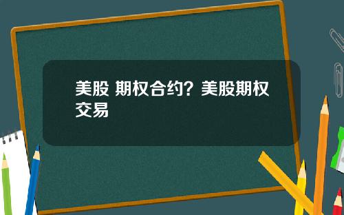 美股 期权合约？美股期权交易