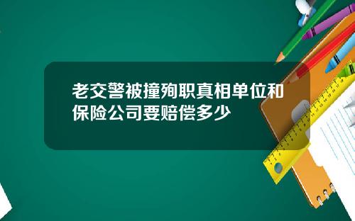 老交警被撞殉职真相单位和保险公司要赔偿多少