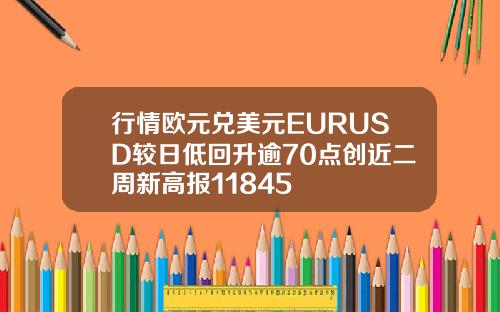 行情欧元兑美元EURUSD较日低回升逾70点创近二周新高报11845