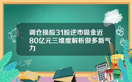 调仓换股31股逆市吸金近80亿元三维度解析做多新气力