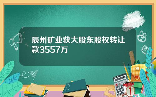 辰州矿业获大股东股权转让款3557万