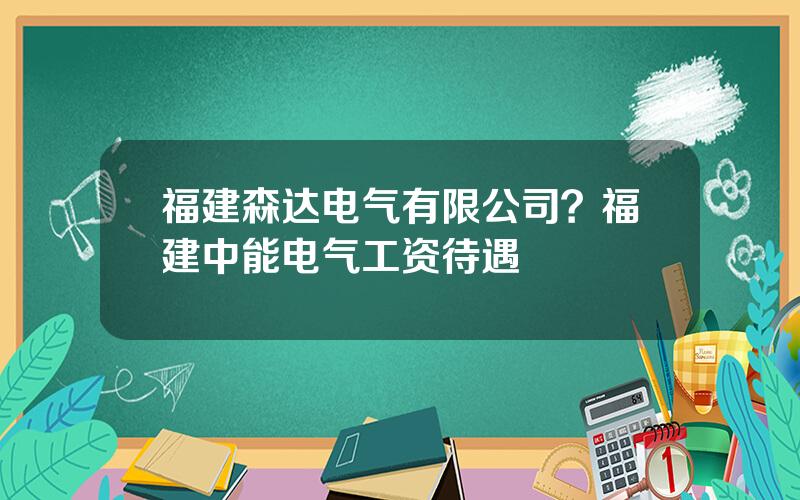 福建森达电气有限公司？福建中能电气工资待遇