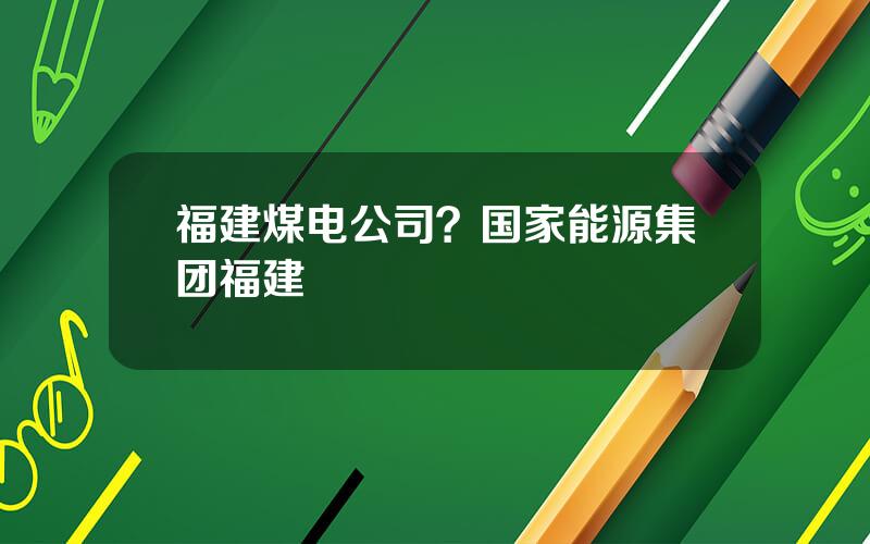 福建煤电公司？国家能源集团福建