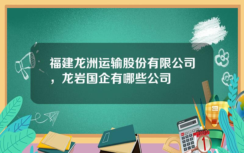 福建龙洲运输股份有限公司，龙岩国企有哪些公司