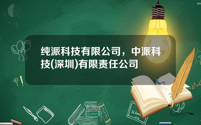 纯派科技有限公司，中派科技(深圳)有限责任公司