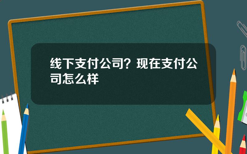 线下支付公司？现在支付公司怎么样