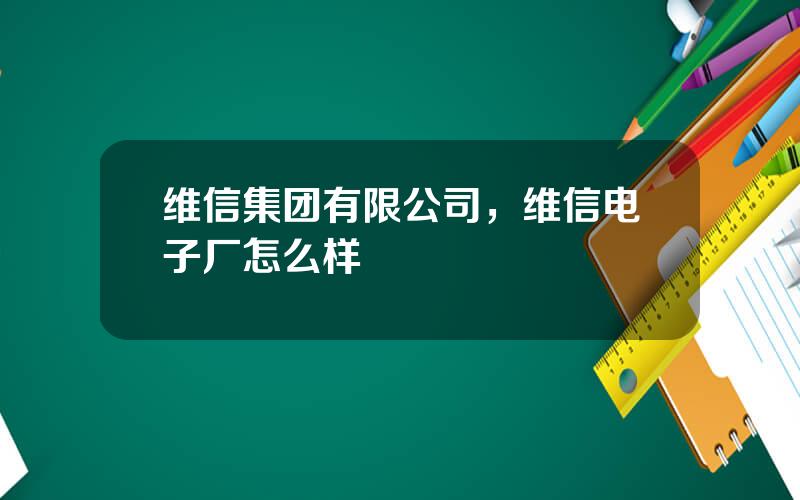 维信集团有限公司，维信电子厂怎么样