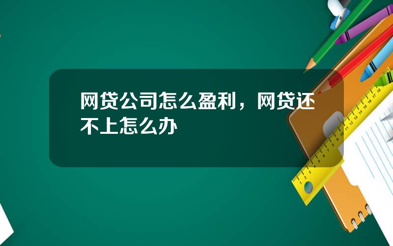 网贷公司怎么盈利，网贷还不上怎么办