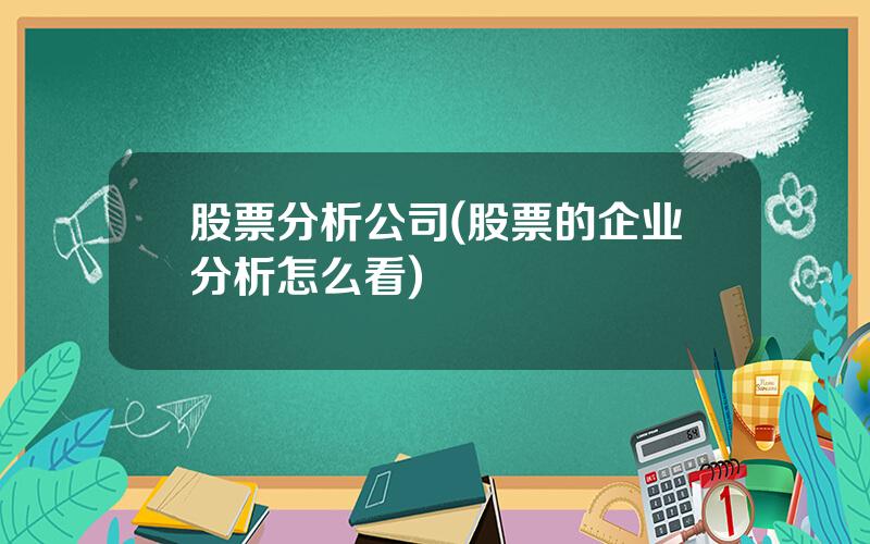 股票分析公司(股票的企业分析怎么看)