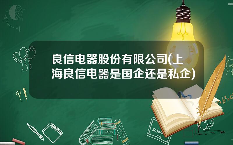 良信电器股份有限公司(上海良信电器是国企还是私企)