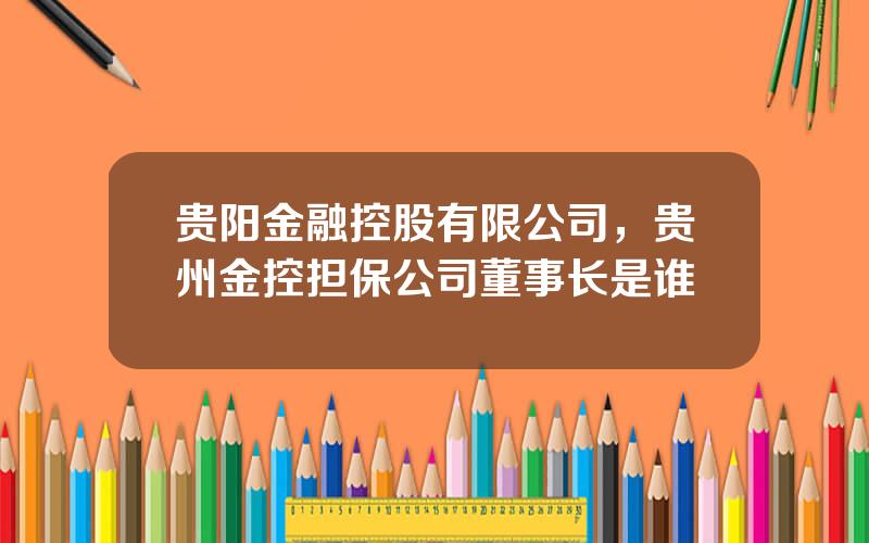 贵阳金融控股有限公司，贵州金控担保公司董事长是谁