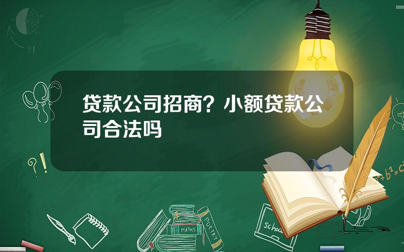 贷款公司招商？小额贷款公司合法吗