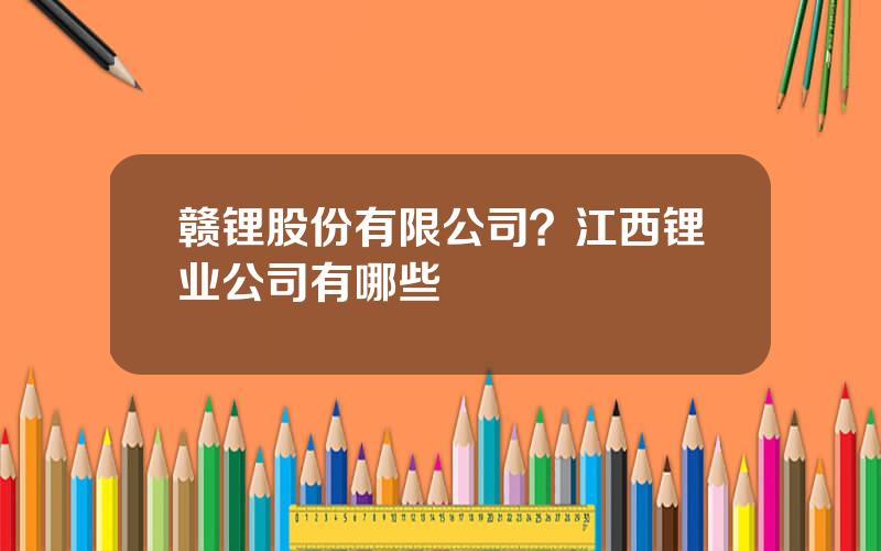 赣锂股份有限公司？江西锂业公司有哪些